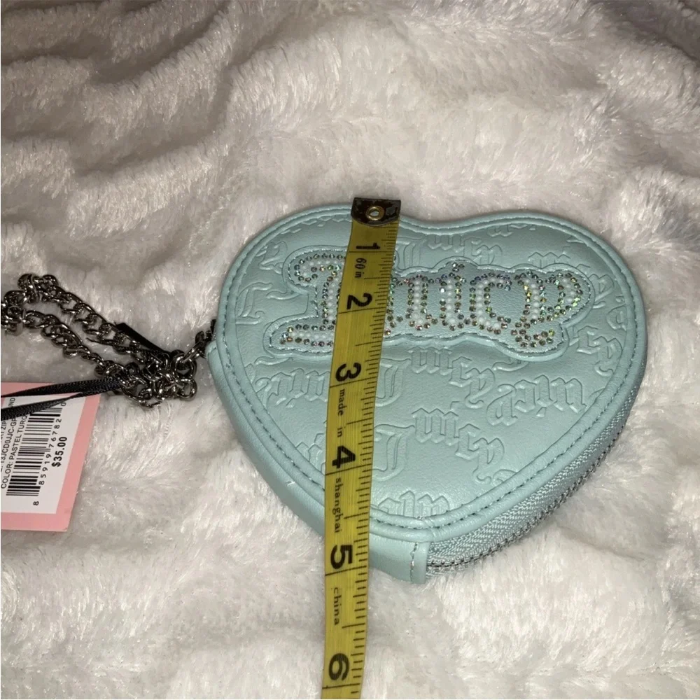 Juicy Couture Pastel‎ Turquoise String Of Pearls Heart ZA Wristlet NWT - Picture 7 of 9